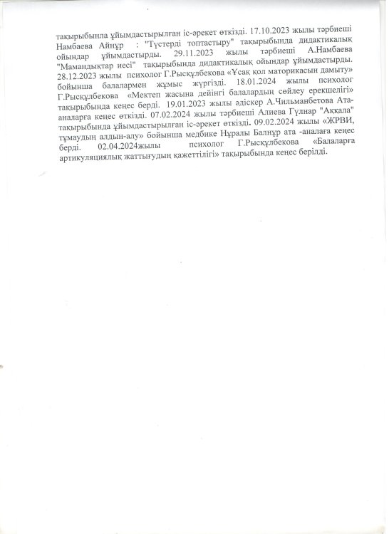 2023-2024 оқу жылы консультациялық пункт есеп беру